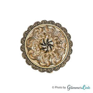 VTG West Germany Gold Tone Filigree Scarf Clip Round Scalloped Dress Clip